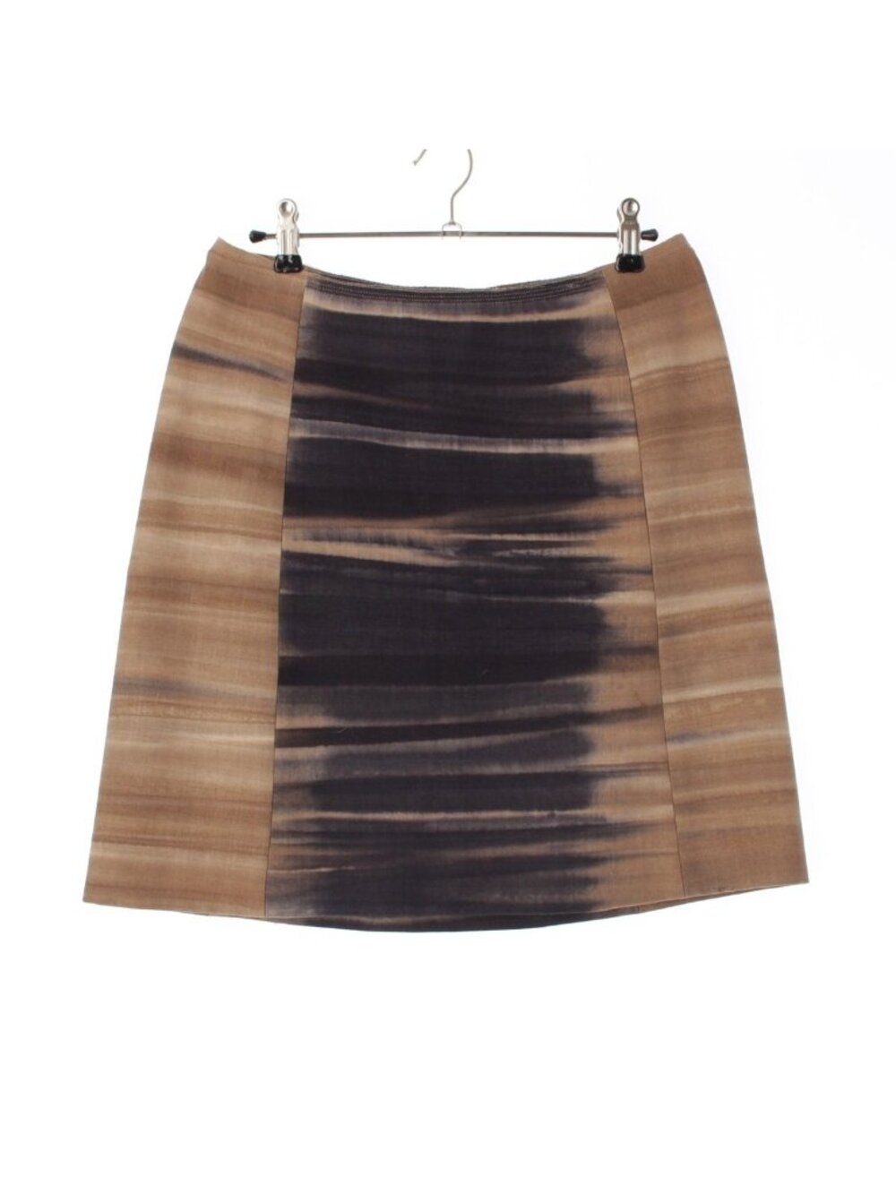 Prada W Roman Ruins Wide Wool All Over Print Gradient Skirt Beige 40